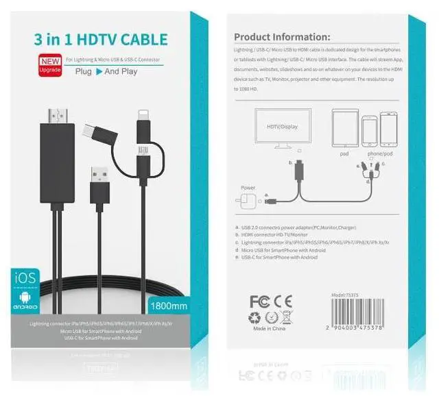 Alt view image 3 of 6 - OT-7537S 3 in 1 1080P Mobile HD Screen Player HDTV Cable