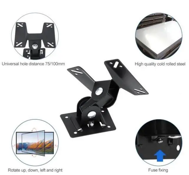 Alt view image 4 of 7 - Universal Rotated TV PC Monitor Wall Mount Bracket for 14 ~ 24 Inch LCD LED Flat Panel TV with 180 degrees around the pivot