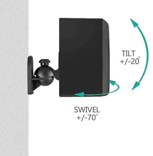Alt view image 4 of 7 - Pair Black Surround Sound Speaker Wall Mount Brackets 45 Degree Rotatable Design TV Wall Mount 8 x 4.5 x 5.8cm