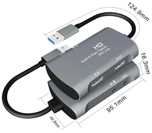 Alt view image 2 of 7 - Z30 HDMI Female + Mic to HDMI Female + Audio + USB 2.0 Video Capture Box