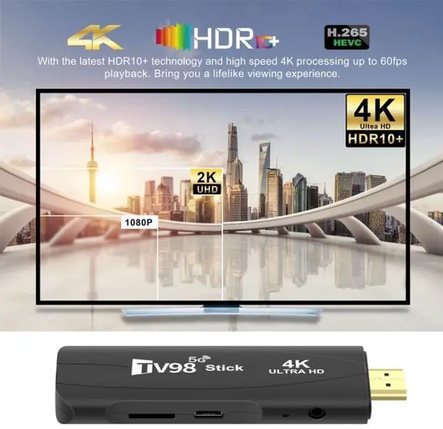 Alt view image 6 of 7 - TV98 Rockchip 3228A Quad Core 4K HD Bluetooth Android TV Stick Rockchip 3228A 4K (EU Plug)