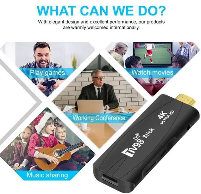 Alt view image 7 of 7 - TV98 Rockchip 3228A Quad Core 4K HD Bluetooth Android TV Stick Rockchip 3228A 4K (EU Plug)