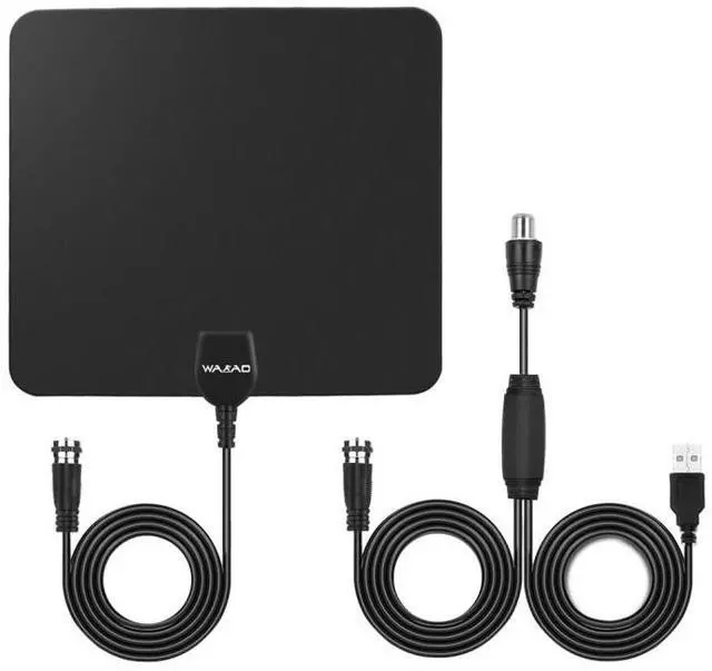 Main image of Ultra-thin Indoor HD Digital TV Antenna with 50 Miles Long Range Amplifier (Black)