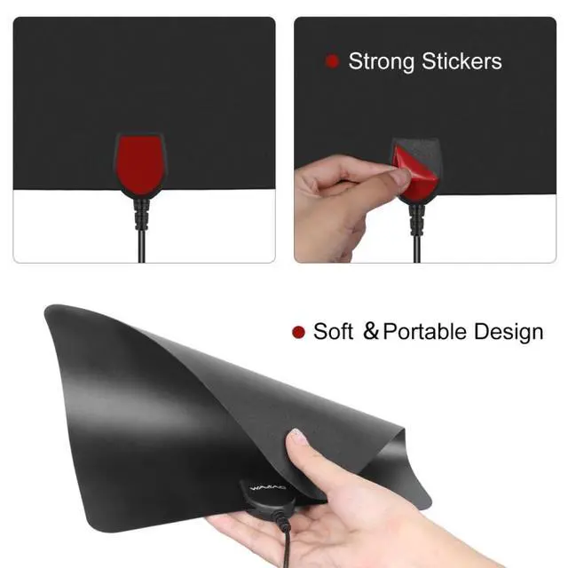 Alt view image 7 of 7 - Ultra-thin Indoor HD Digital TV Antenna with 50 Miles Long Range Amplifier (Black)