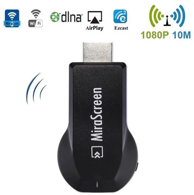 Main image of MiraScreen WiFi Display Dongle / Miracast Airplay DLNA Display Receiver Dongle Wireless Mirroring Screen Device with 2 in 1 USB Cable (Black)