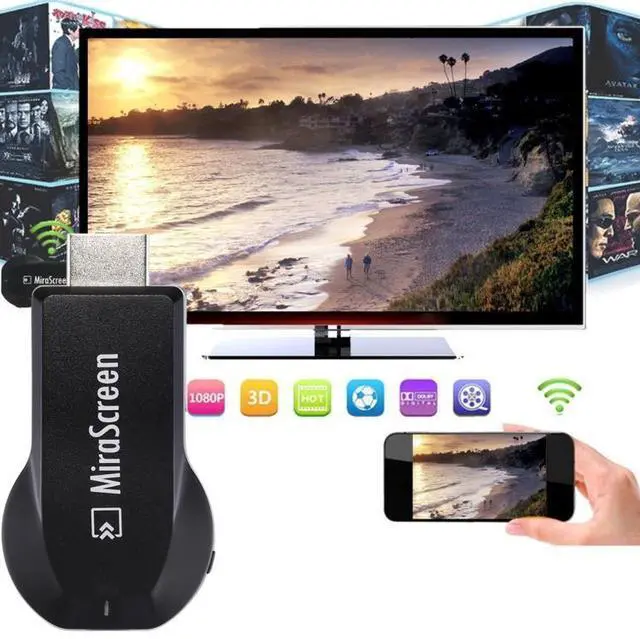 Alt view image 7 of 7 - MiraScreen WiFi Display Dongle / Miracast Airplay DLNA Display Receiver Dongle Wireless Mirroring Screen Device with 2 in 1 USB Cable (Black)