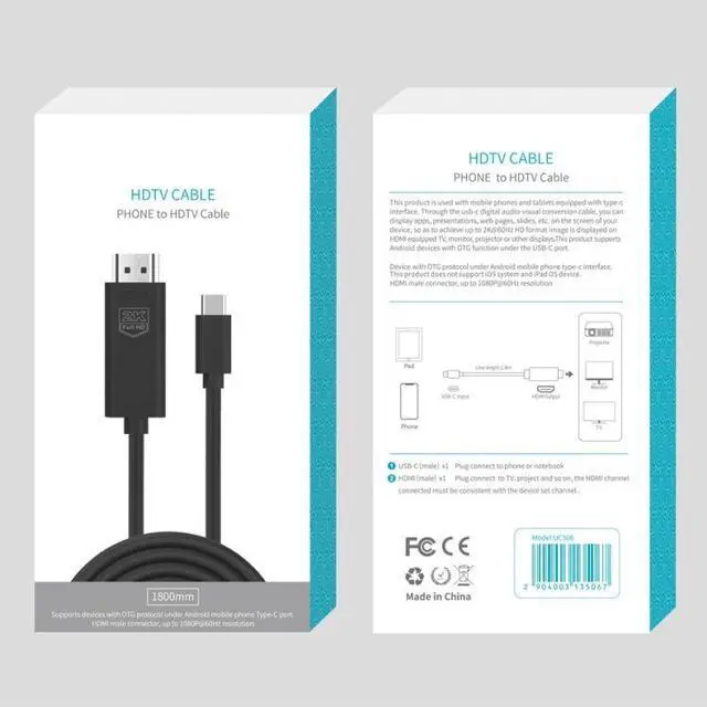 Alt view image 6 of 6 - UC506 USB-C / Type-C to HDMI 2K 60Hz HDTV Cable