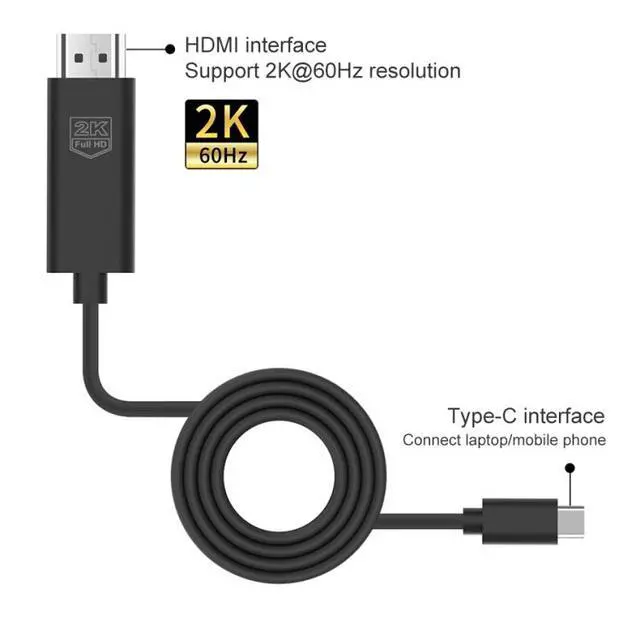 Alt view image 3 of 6 - UC506 USB-C / Type-C to HDMI 2K 60Hz HDTV Cable