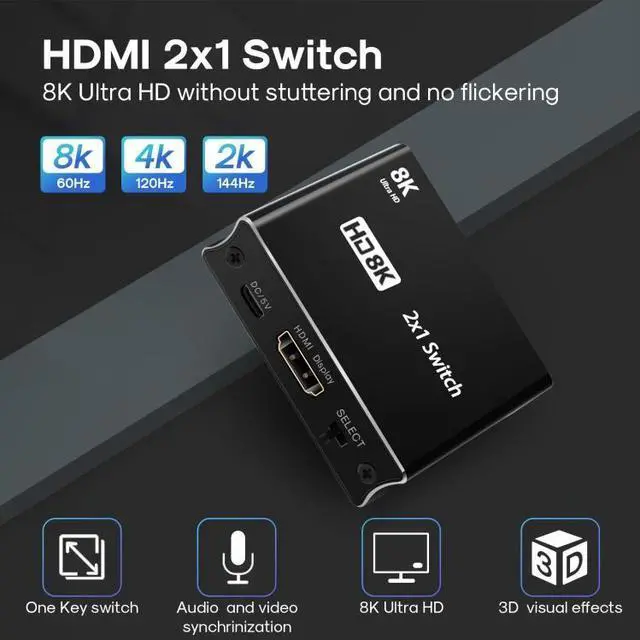 Alt view image 2 of 7 - NK-W80 8K UHD HDMI 2X1 One-way Switch