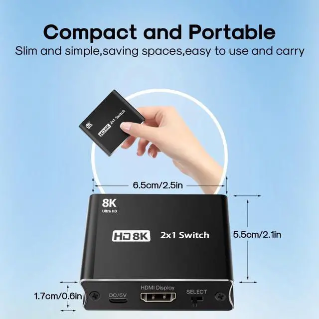 Alt view image 3 of 7 - NK-W80 8K UHD HDMI 2X1 One-way Switch