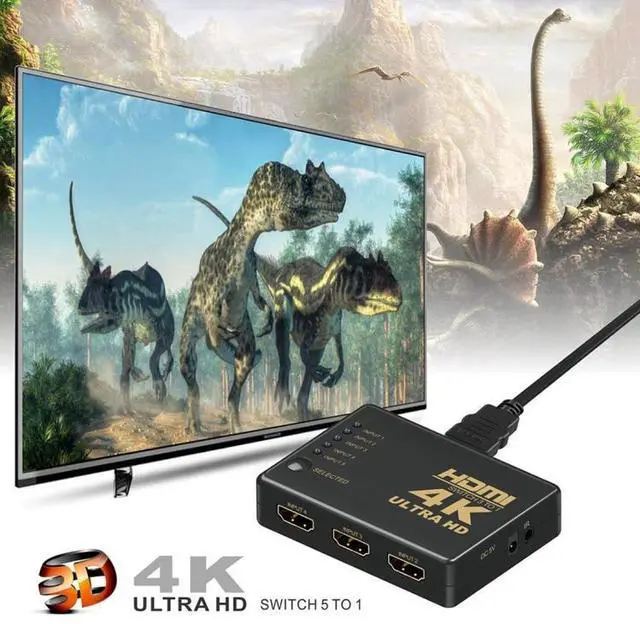 Alt view image 7 of 7 - ZMT-968885 HDMI Switch 5 into 1 out 4K*2K HD Video Switch with Remote Control