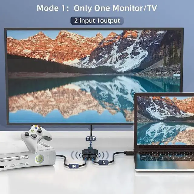 Alt view image 4 of 7 - 2 In 1 Out 4K HD Video Bi-Direction HDMI Switcher