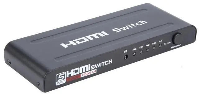 Alt view image 2 of 6 - Full HD 1080P 5 Ports HDMI Switch with Remote Control & LED Indicator(Black)