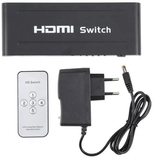Alt view image 5 of 6 - Full HD 1080P 5 Ports HDMI Switch with Remote Control & LED Indicator(Black)