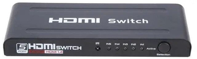 Alt view image 4 of 6 - Full HD 1080P 5 Ports HDMI Switch with Remote Control & LED Indicator(Black)
