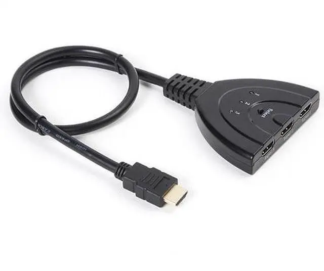 Alt view image 3 of 6 - 3x1 Pigtail HDMI Switcher Up to 1080P (Gold Plated)(Black)