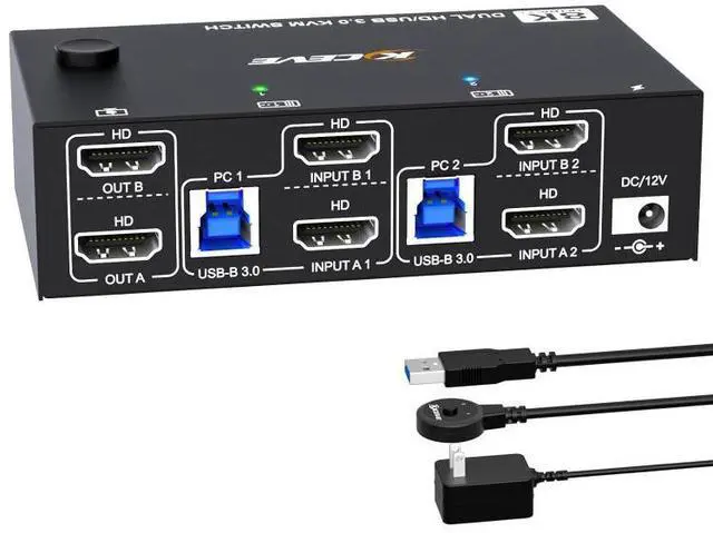 Alt view image 2 of 7 - KC-KVM8202 8K 60Hz USB3.0 / HDMI 2-Port Dual Monitor KVM Switch AU Plug