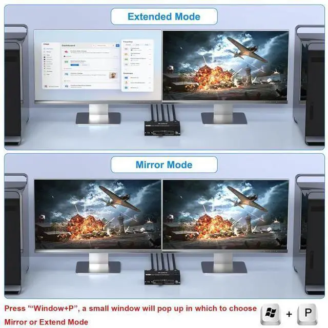 Alt view image 4 of 7 - KC-KVM8202 8K 60Hz USB3.0 / HDMI 2-Port Dual Monitor KVM Switch AU Plug