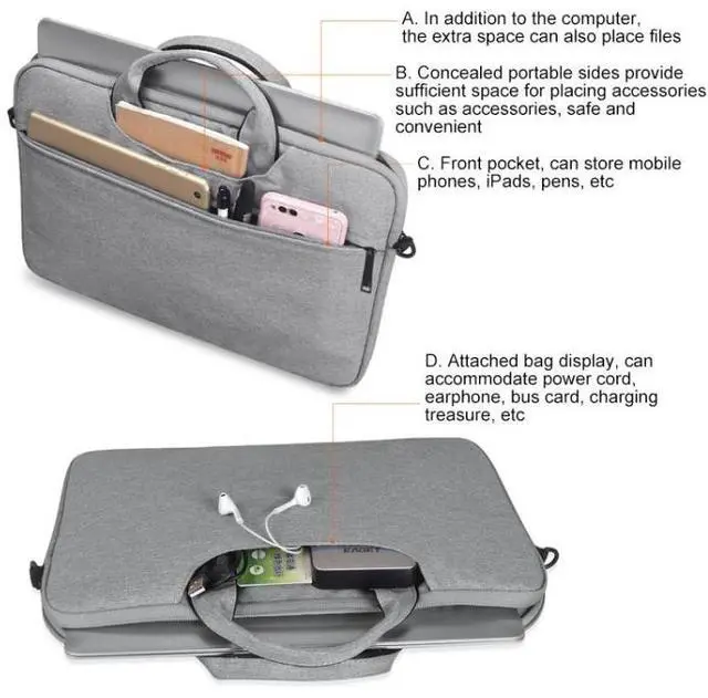 Alt view image 6 of 7 - ST01S Waterproof Oxford Cloth Hidden Portable Strap One-shoulder Handbag for 14.1 inch Laptops (Black)