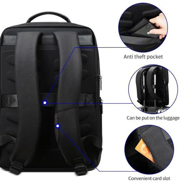 Alt view image 4 of 7 - Bopai 61-02511 Business Travel Breathable Waterproof Anti-theft Man Backpack, Size: 30x15x44cm(Black)