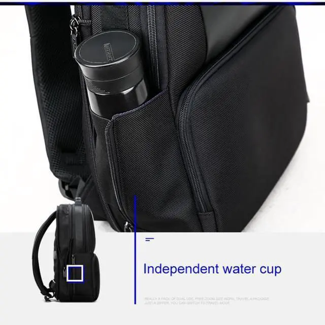 Alt view image 6 of 7 - Bopai 61-02511 Business Travel Breathable Waterproof Anti-theft Man Backpack, Size: 30x15x44cm(Black)
