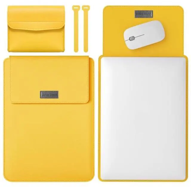 Main image of 4 in 1 Lightweight and Portable Leather Computer Bag, Size:13/14 inches 13/14 inches (Yellow)