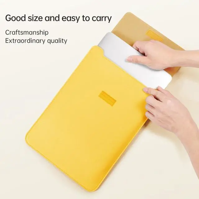 Alt view image 2 of 7 - 4 in 1 Lightweight and Portable Leather Computer Bag, Size:13/14 inches 13/14 inches (Yellow)