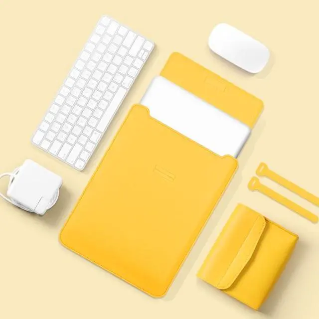 Alt view image 7 of 7 - 4 in 1 Lightweight and Portable Leather Computer Bag, Size:13/14 inches 13/14 inches (Yellow)