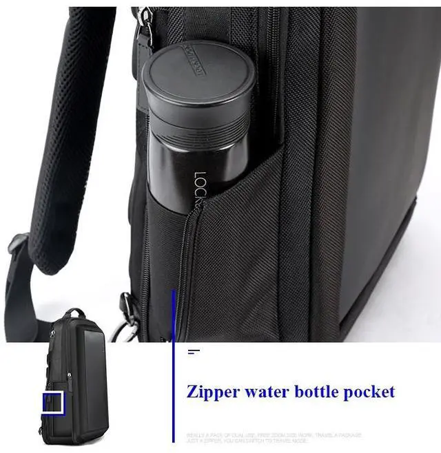 Alt view image 7 of 7 - Bopai 751-006551 Large Capacity Business Casual Breathable Laptop Backpack with External USB Interface, Size: 30 x 12 x 44cm(Black)