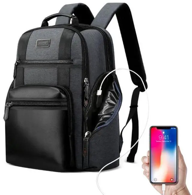 Main image of Bopai 851-014318 Fashion Outdoor Breathable Waterproof Anti-theft Three-layer Large Capacity Double Shoulder Bag,with USB Charging Port, Size: 31x17x44cm(Grey)