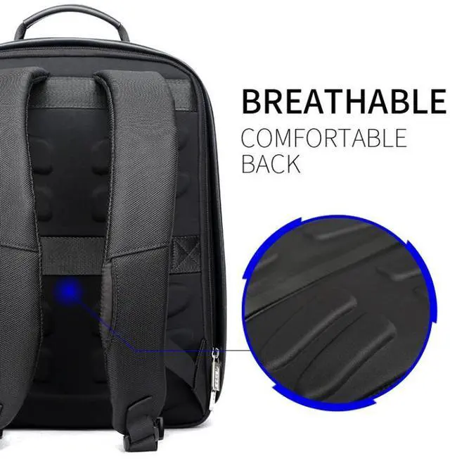 Alt view image 7 of 7 - Bopai 851-014318 Fashion Outdoor Breathable Waterproof Anti-theft Three-layer Large Capacity Double Shoulder Bag,with USB Charging Port, Size: 31x17x44cm(Grey)