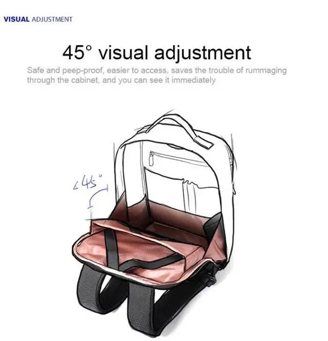 Alt view image 7 of 7 - Bopai 751-006431 Business Waterproof Anti-theft Large Capacity Double Shoulder Bag,with USB Charging Port, Size: 27x16.5x40cm (Black)