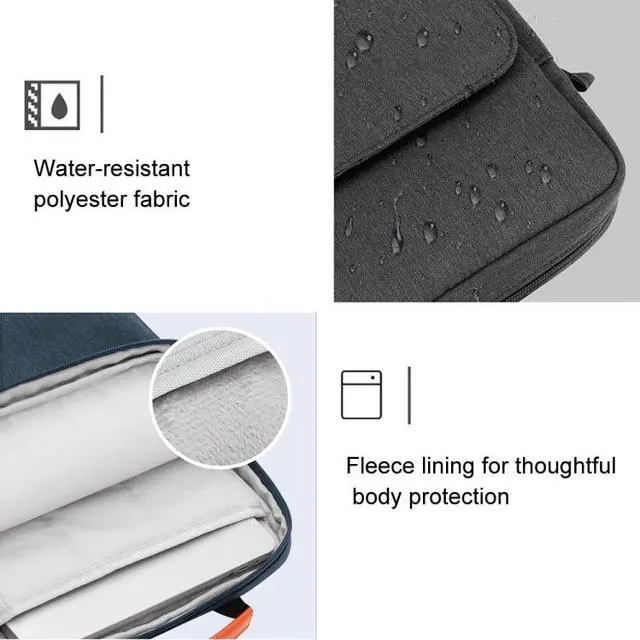 Alt view image 5 of 6 - Vertical Laptop Bag Handheld Shoulder Crossbody Bag, Size: 13 Inch 13.3 Inch (Dark Blue) Black