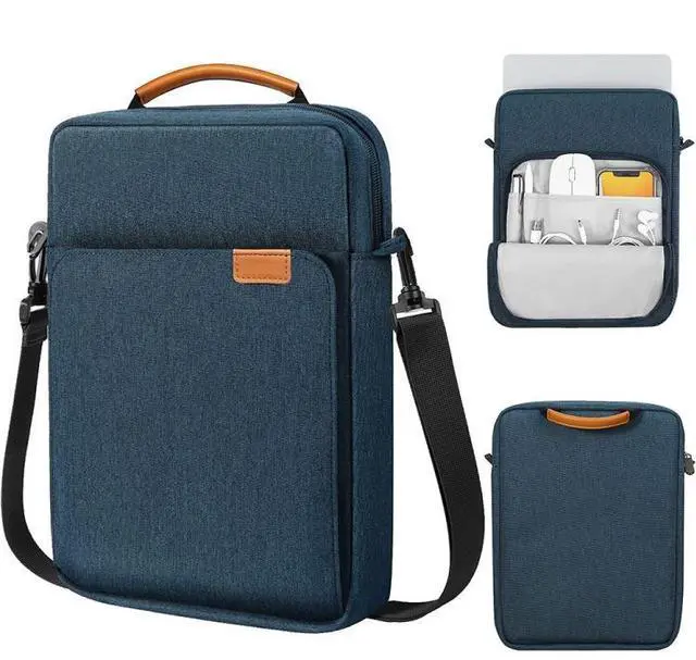 Main image of Vertical Laptop Bag Handheld Shoulder Crossbody Bag, Size: 13 Inch 13.3 Inch (Dark Blue) Black