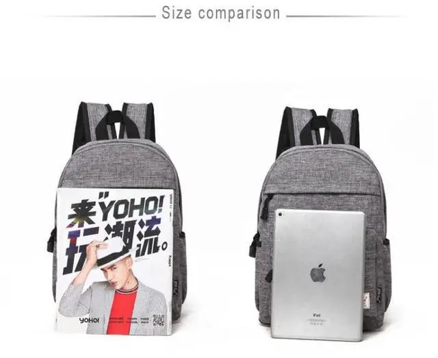 Alt view image 5 of 7 - Universal Multi-Function Canvas Cloth Laptop Computer Shoulders Backpack Students Bag for 13-15 inch, Size: 36x25x10cm (Grey)