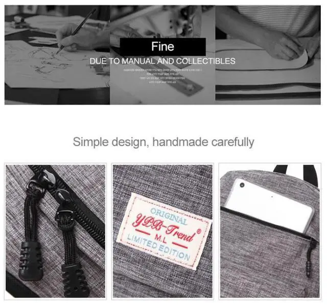 Alt view image 7 of 7 - Universal Multi-Function Canvas Cloth Laptop Computer Shoulders Backpack Students Bag for 13-15 inch, Size: 36x25x10cm (Grey)