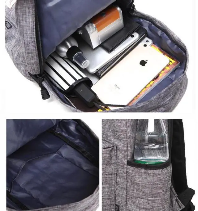 Alt view image 6 of 7 - Universal Multi-Function Canvas Cloth Laptop Computer Shoulders Backpack Students Bag for 13-15 inch, Size: 36x25x10cm (Grey)