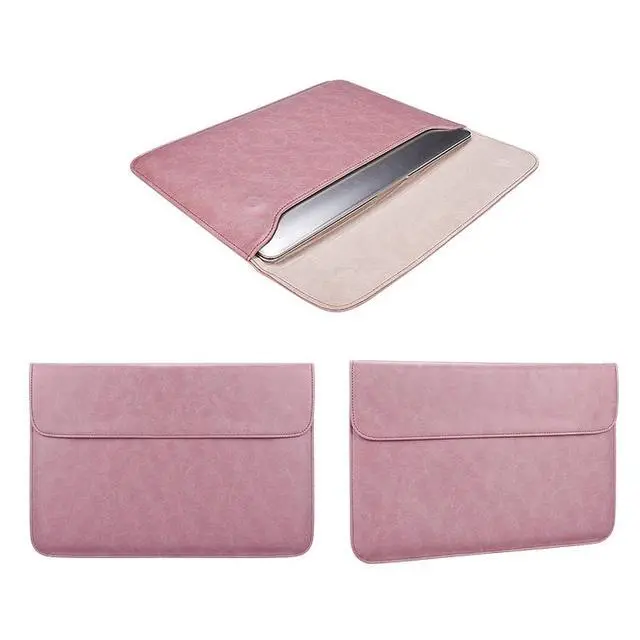 Alt view image 3 of 7 - PU01S PU Leather Horizontal Invisible Magnetic Buckle Laptop Inner Bag for 13.3 inch laptops (Pink)
