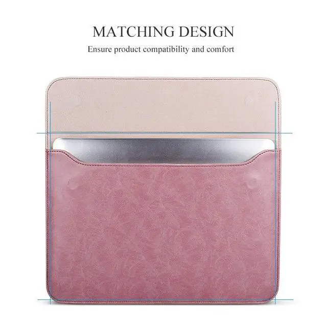 Alt view image 5 of 7 - PU01S PU Leather Horizontal Invisible Magnetic Buckle Laptop Inner Bag for 13.3 inch laptops (Pink)
