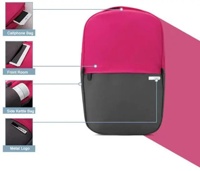 Alt view image 4 of 7 - POFOKO XY Series 13.3 inch Fashion Color Matching Multi-functional Backpack Computer Bag, Size: S (Rose Red)