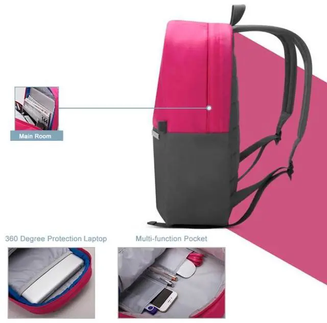 Alt view image 5 of 7 - POFOKO XY Series 13.3 inch Fashion Color Matching Multi-functional Backpack Computer Bag, Size: S (Rose Red)