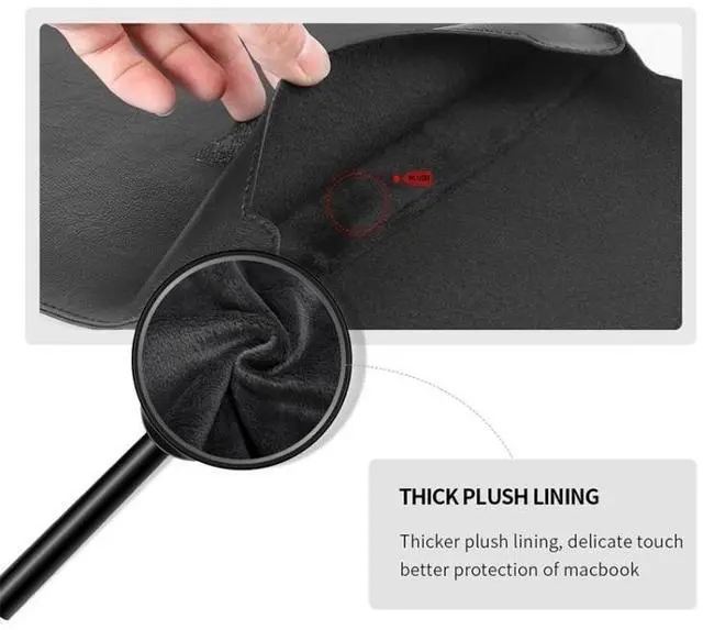 Alt view image 6 of 7 - 4 in 1 Universal Waterproof PU Leather Laptop Liner Bag with Handle & Stand & Pen Holder + 2 Winders + Mouse Bag + Charger Bag Set for 17 inch Laptops (Grey)