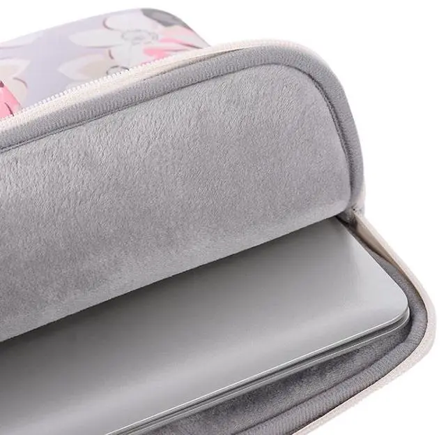 Alt view image 5 of 6 - H40-B01 White Rose Pattern Laptop Case Bag Computer Liner Bag With Handle, Size: 15 Inch 15 Inch (Grey)