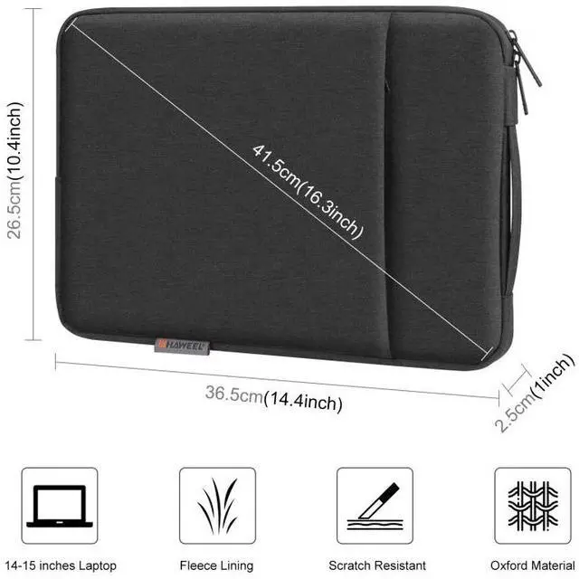 Alt view image 3 of 7 - HAWEEL Laptop Sleeve Case Zipper Briefcase Bag with Handle for 14-15 inch Laptop (Grey)