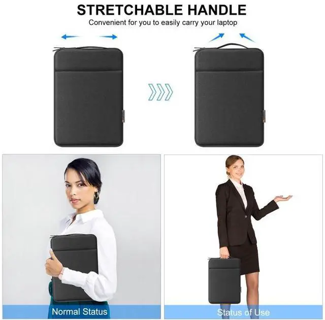 Alt view image 7 of 7 - HAWEEL Laptop Sleeve Case Zipper Briefcase Bag with Handle for 14-15 inch Laptop (Grey)