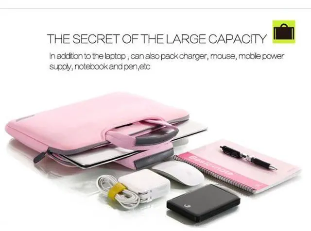 Alt view image 7 of 7 - 15.6 inch Portable Air Permeable Handheld Sleeve Bag for Laptops, Size: 41.5x30.0x3.5cm (Pink)