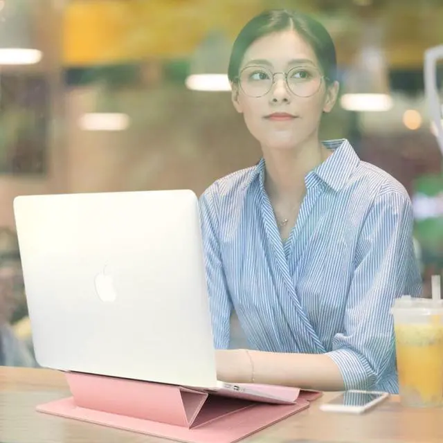 Alt view image 3 of 7 - 4 in 1 Universal Laptop Holder PU Waterproof Protection Wrist Laptop Bag, Size:15/16inch(Red) 15/16inch (Rose gold) Gold