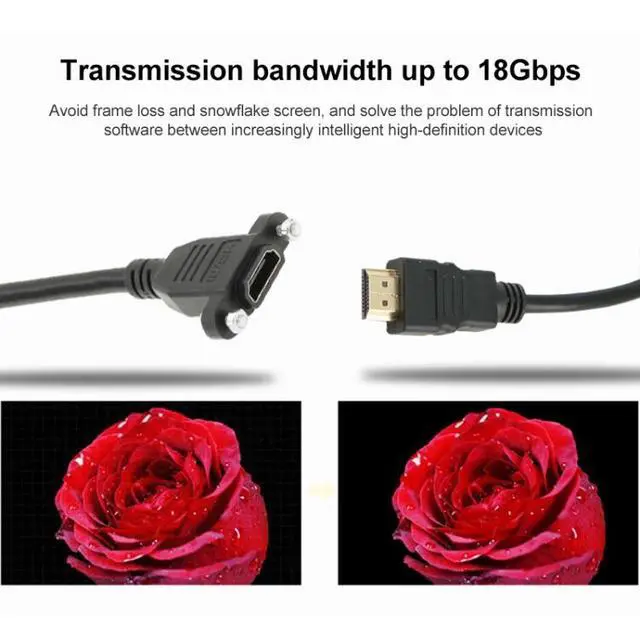 Alt view image 4 of 6 - 50cm High Speed HDMI 19 Pin Male to HDMI 19 Pin Female Connector Adapter Cable(Black)