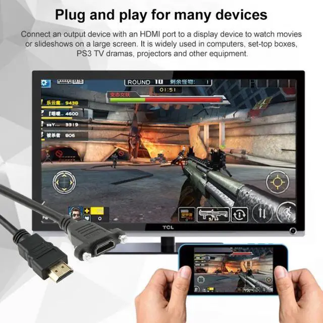 Alt view image 6 of 6 - 50cm High Speed HDMI 19 Pin Male to HDMI 19 Pin Female Connector Adapter Cable(Black)