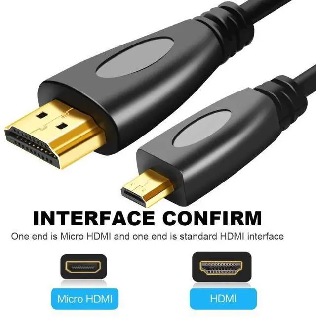 Alt view image 2 of 7 - 1m Gold Plated 3D 1080P Micro HDMI Male to HDMI Male cable for Mobile Phone, Cameras, GoPro
